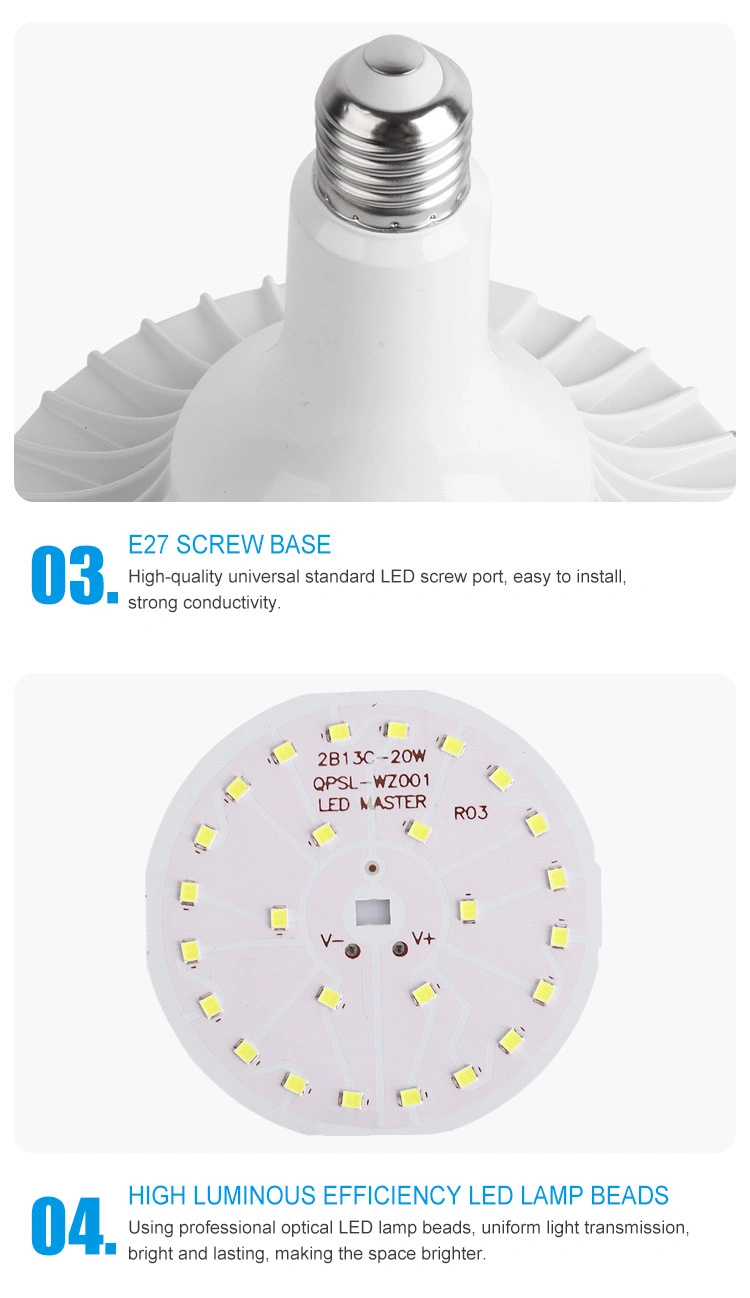 30W 50W 70W Mushroom Shape Lamp in Aluminum Factory LED UFO Bulb with E27 or B22 Base